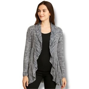 NIC+ZOE Marbled Gray Long Sleeve Draped Waterfall Cardigan Sweater Duster – XL